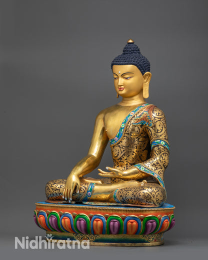 Premium Meditating Shakyamuni Buddha Statue | Tibetan Buddhist Artwork