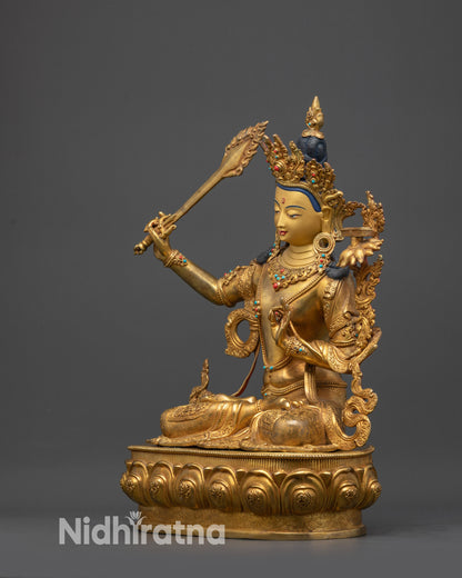 Symbol of Wisdom Manjushri Statue | Tibetan Bodhisattva Sculpture