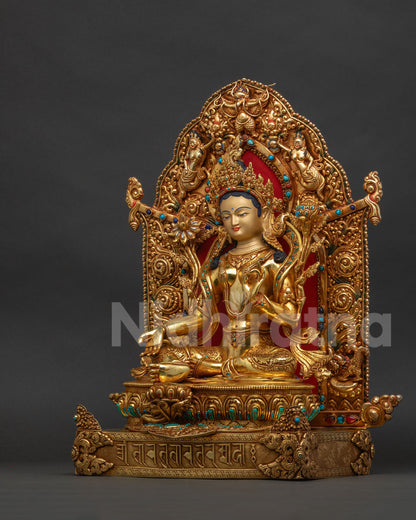 Enthroned Green Tara Statue | Mother of Liberation & Compassion