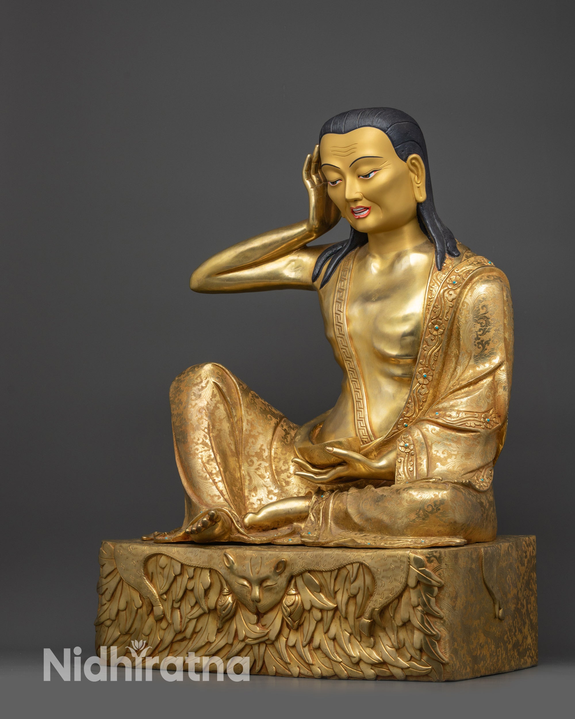 Exquisite Tibetan Yogi Milarepa Statue | Lost-Wax Casted Sculpture