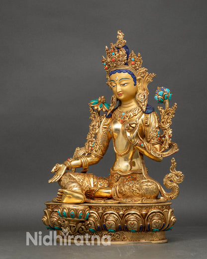 Female Buddha Green Tara Statue | Handcrafted in Nepal