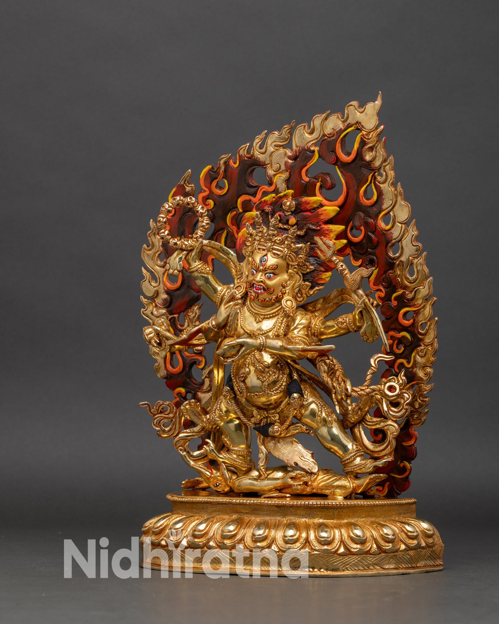 Six Armed Mahakala statue - Handmade Nepalese Artwork