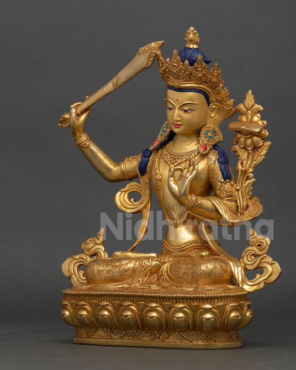 Manjushri Statue | Traditional Lost-Wax Buddhist Art