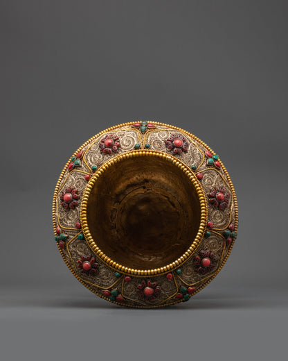 Neshi Rice Pot | Handcrafted Tibetan Copper Ritual Pot for Offerings