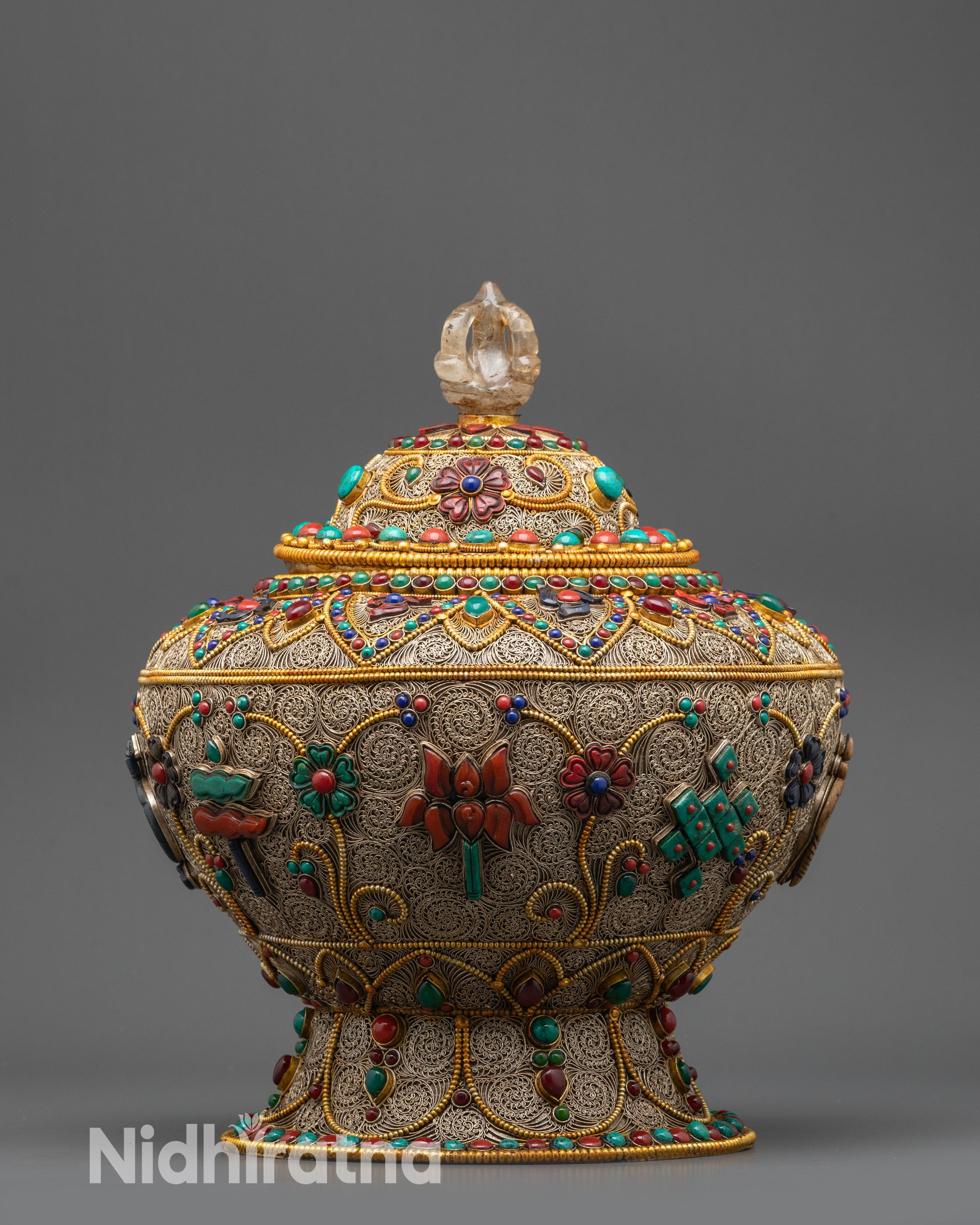 Symbolic Auspicious Rice Pot | Traditional Nepalese Buddhist Pot
