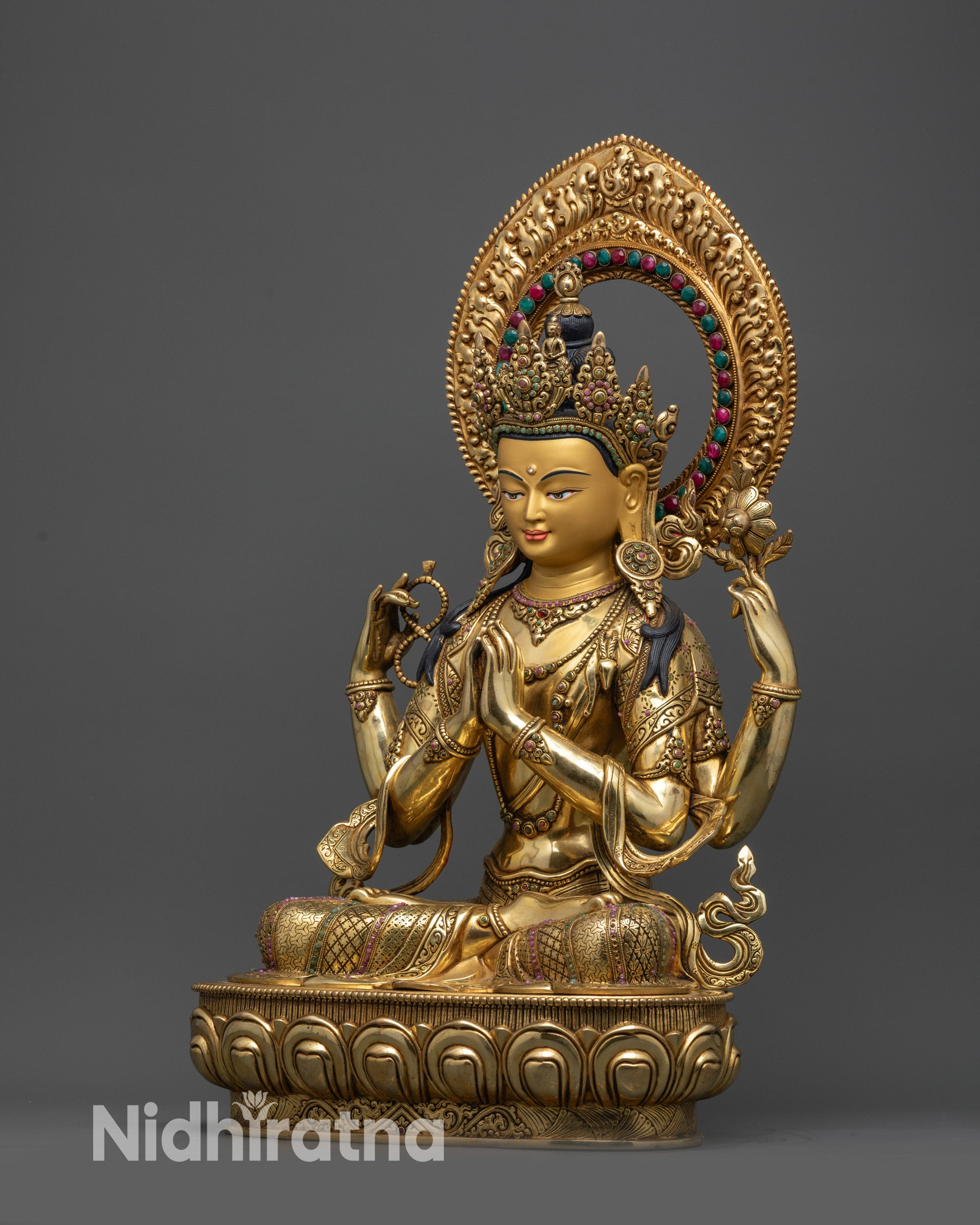 Traditional Statue of Chenrezig | Handmade Tibetan Buddhist Sculpture