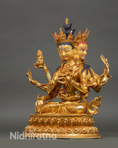 Gold Namgyalma Statue – Buddhist Deity of Longevity & Purification