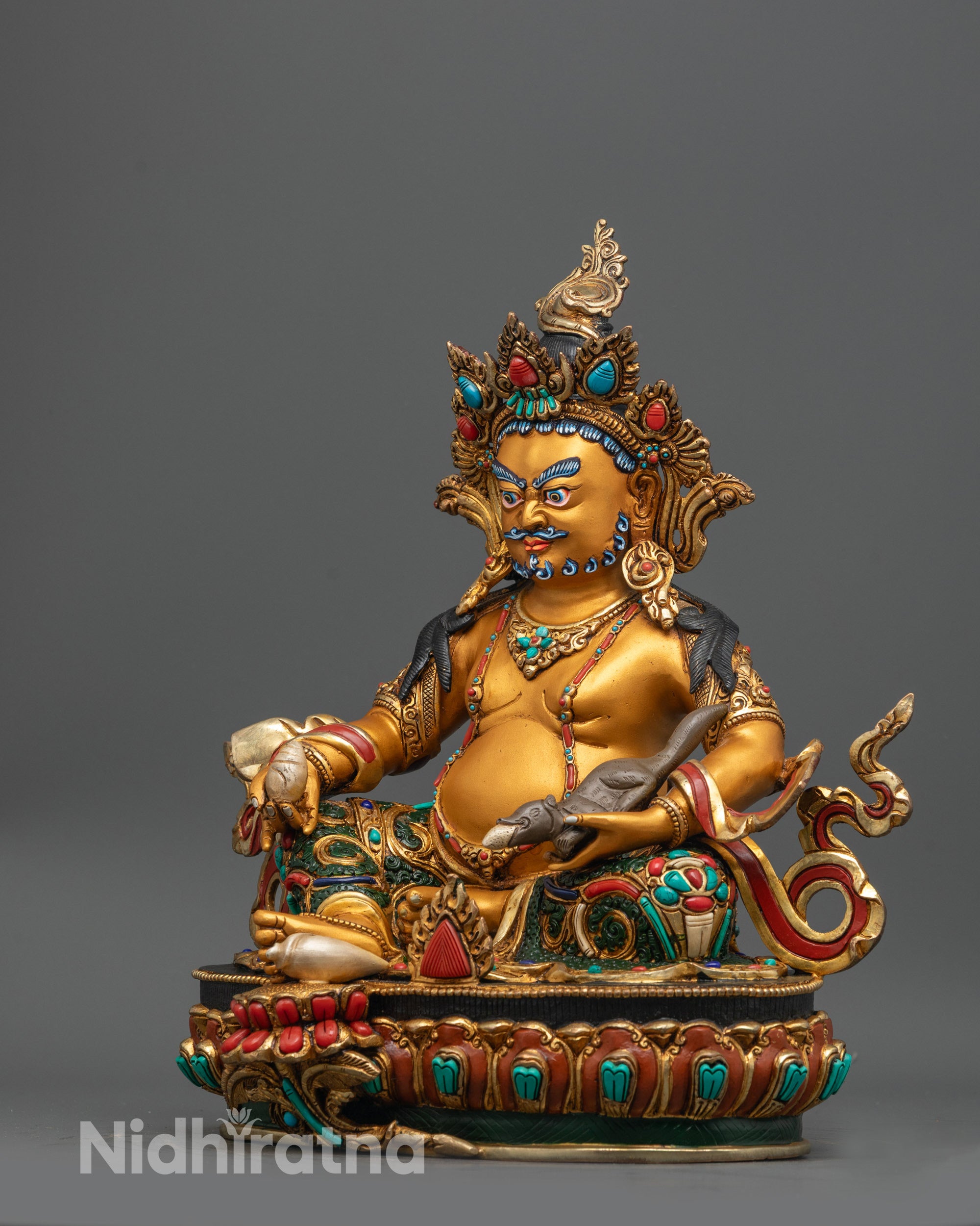 Dzambhala Sculpture | Spiritual Nepalese Copper Statue for Blessings
