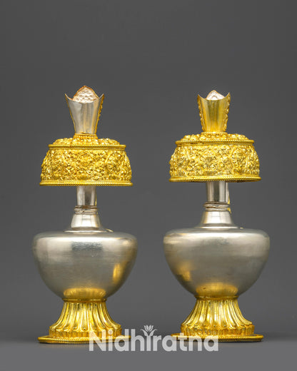 Tibetan Bhumba Set | Handcrafted Buddhist Water Offering Vessels