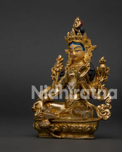 Small Green Tara Statue | Handmade Buddhist Meditation Art