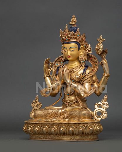 Handmade Chenrezig Statue -  Buddhist Home Altar Decor