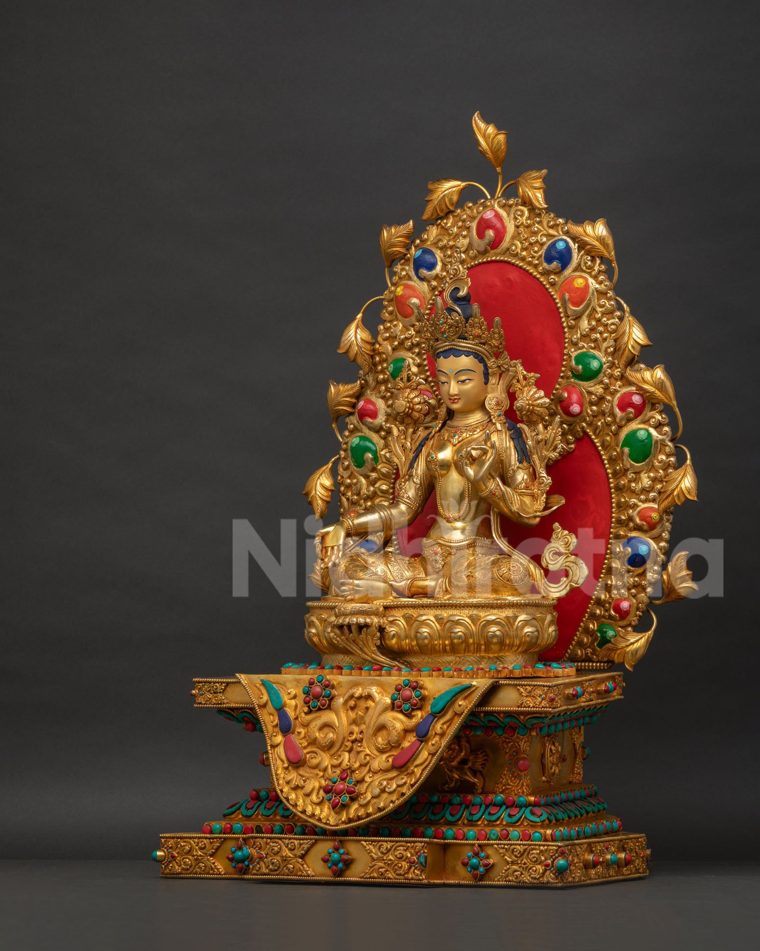 Green Tara with Throne