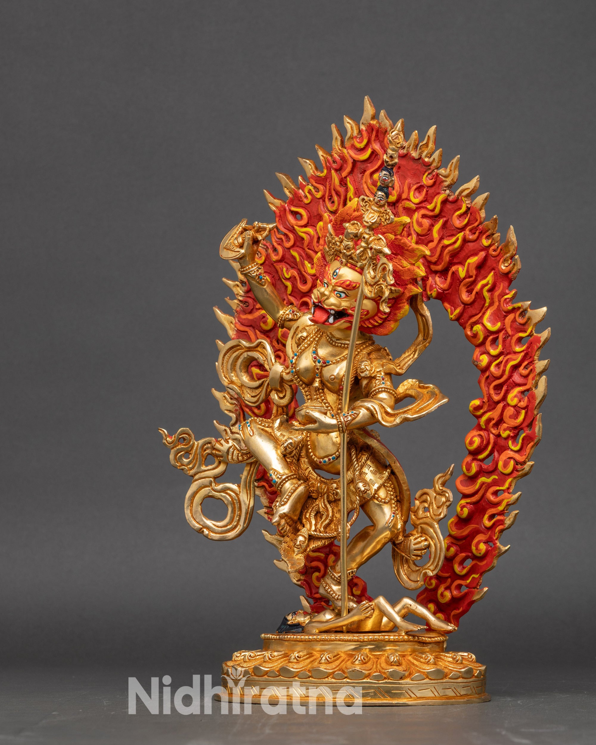 Nepalese Simha Mukha Statue | Lion-Faced Protector for Home Altar