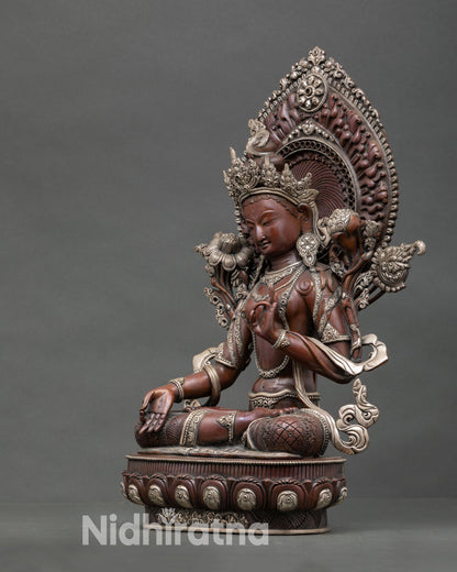White Tara Statue – Handmade Copper Art from Nepal