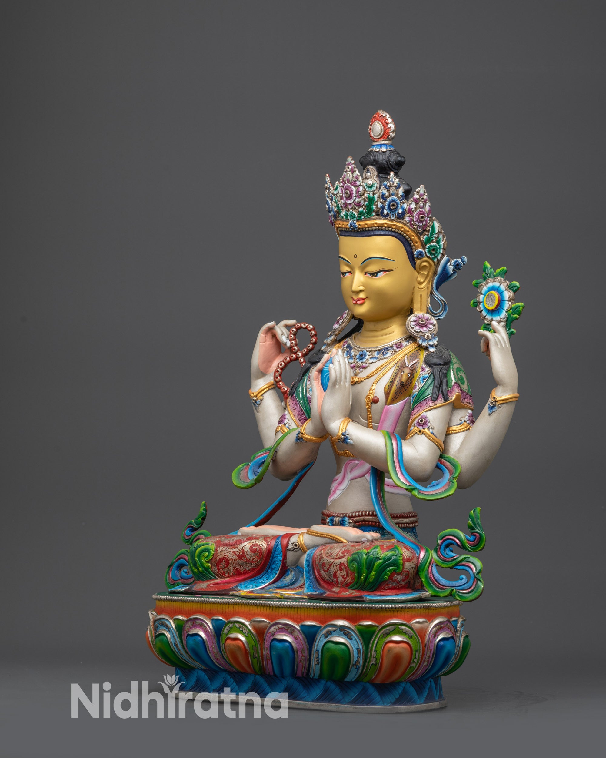 Premium Chenrezig Statue | Beautifully Painted Avalokiteshvara Idol