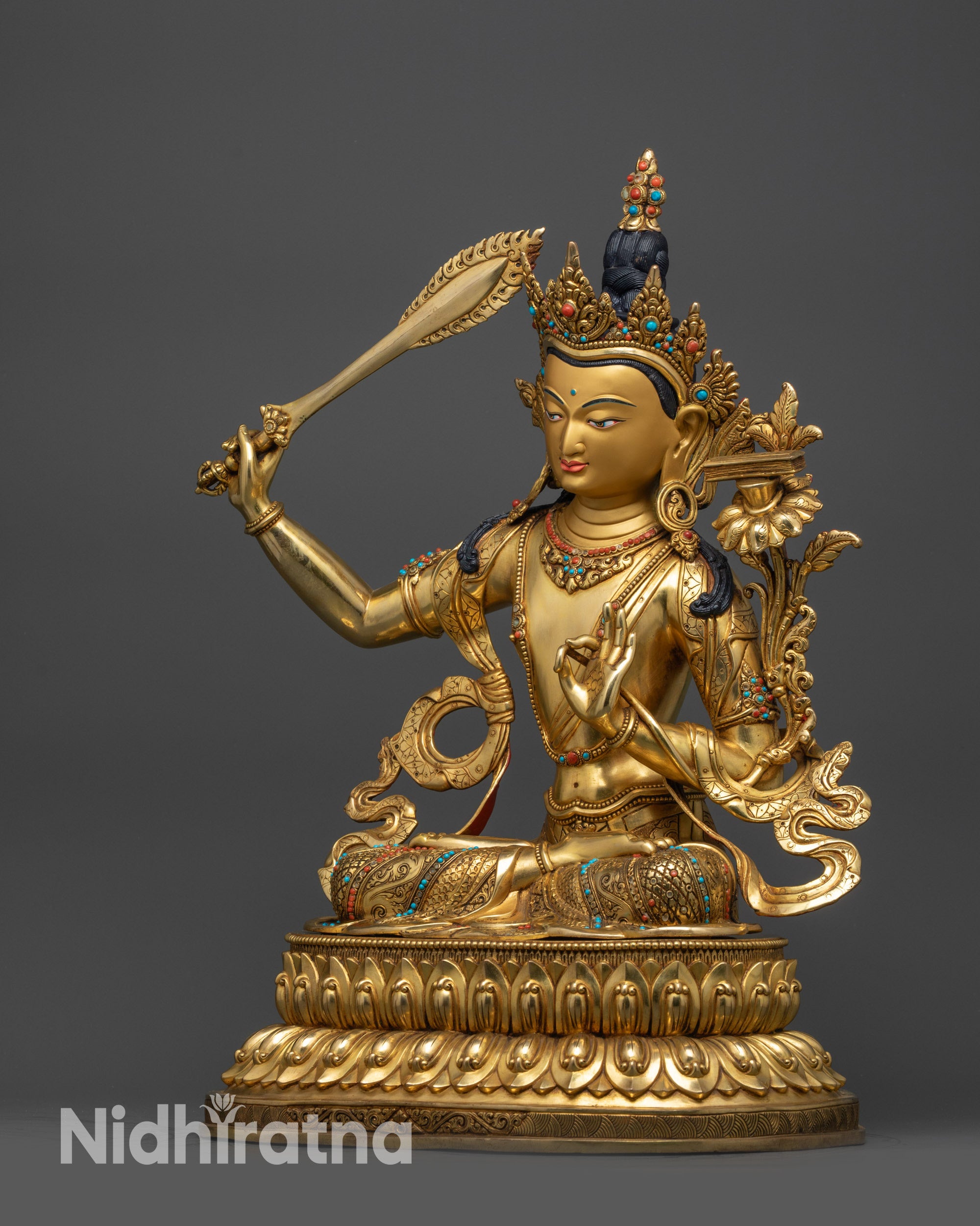 Channel Tranquility with Manjushri Sculpture | Meditation Altar Statue