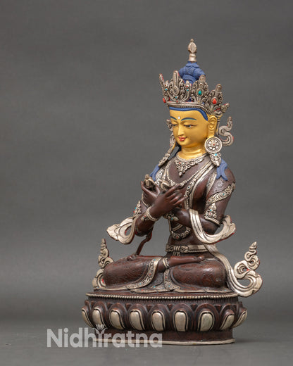 Vajradhara Statue for Home Shrine | Lost-Wax Copper Buddha with Gold Detailing