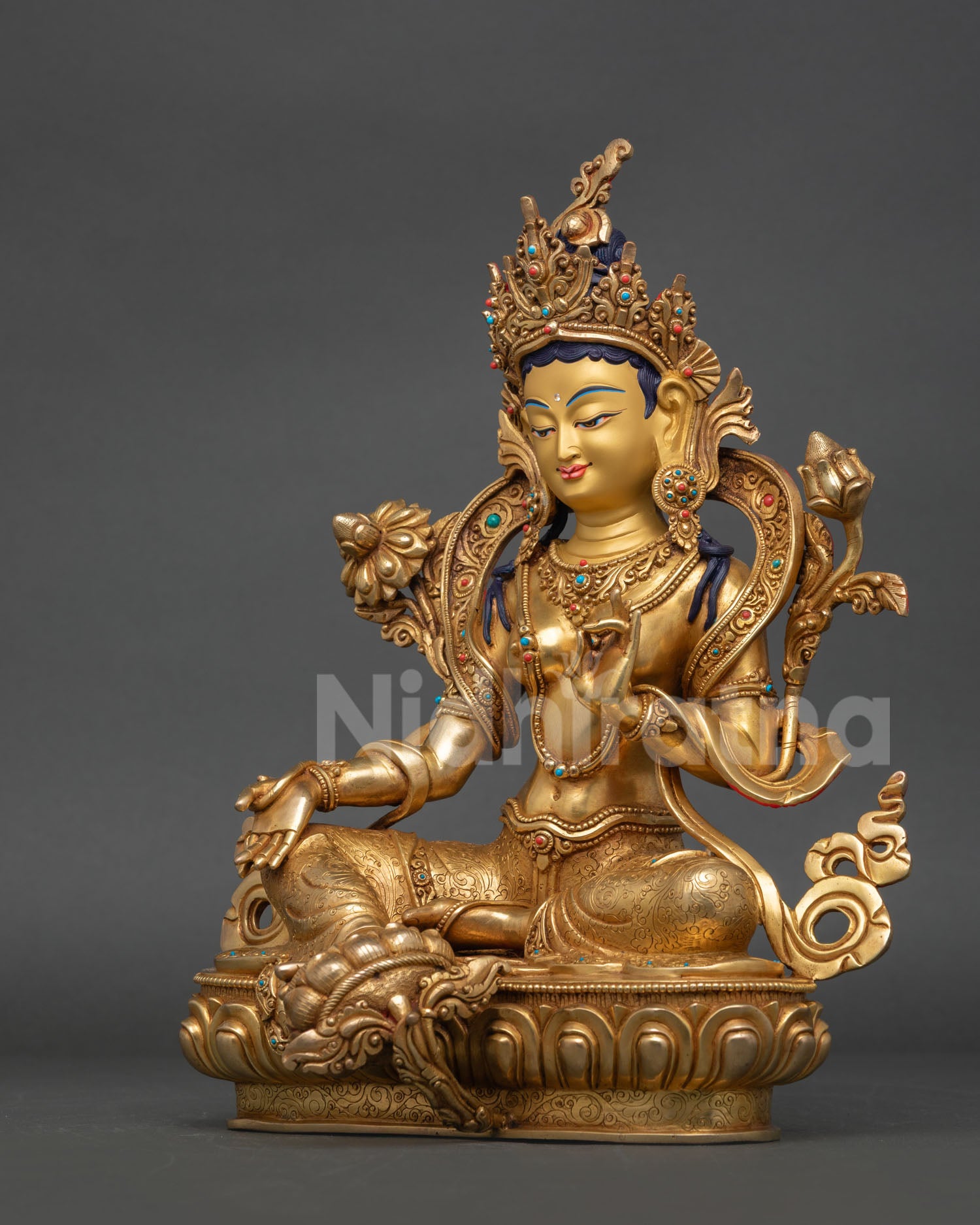 Green Tara Statue | Hand-Carved Meditation & Spiritual Decor