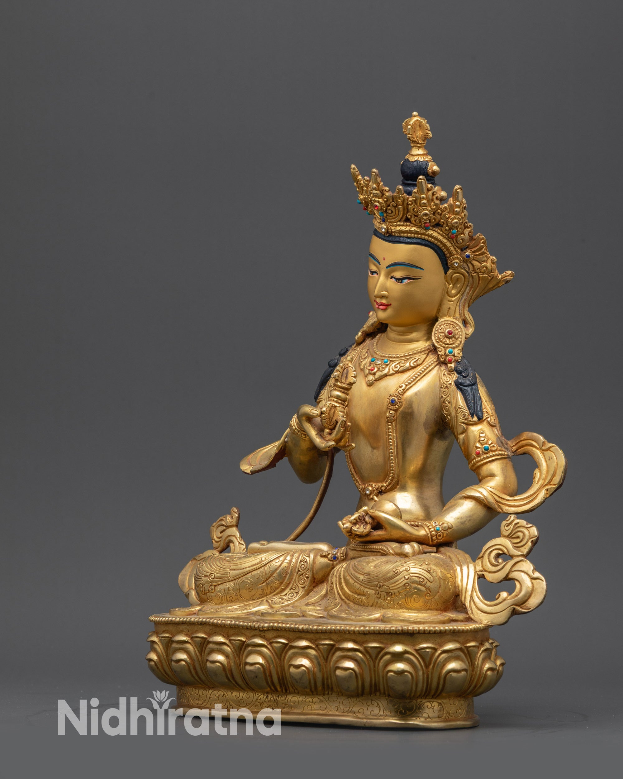 Gold-Gilded Vajrasattva Statue | Handcrafted Tibetan Buddhist Artwork