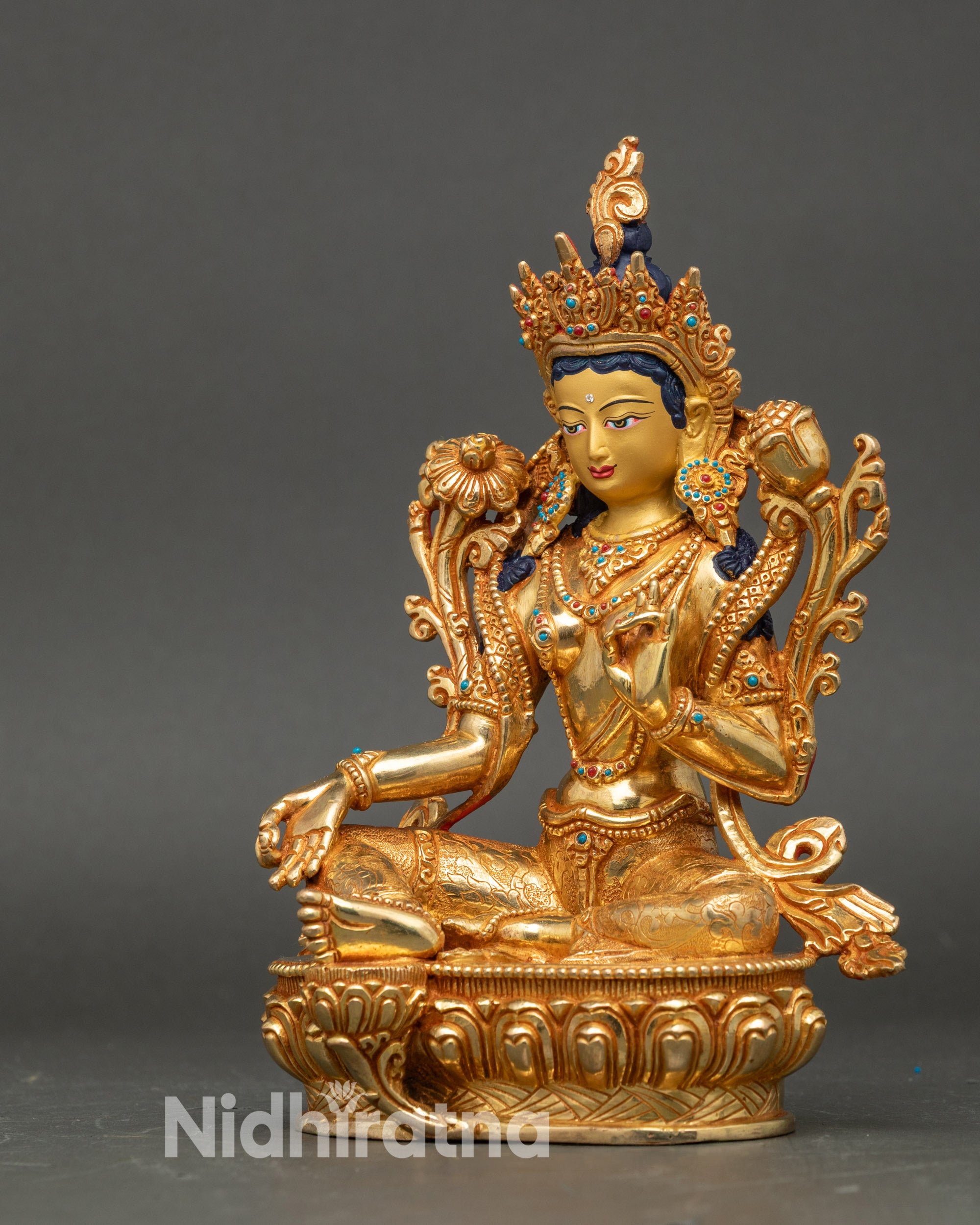 Handcrafted Green Tara Statue for Spiritual Growth and Inner Peace