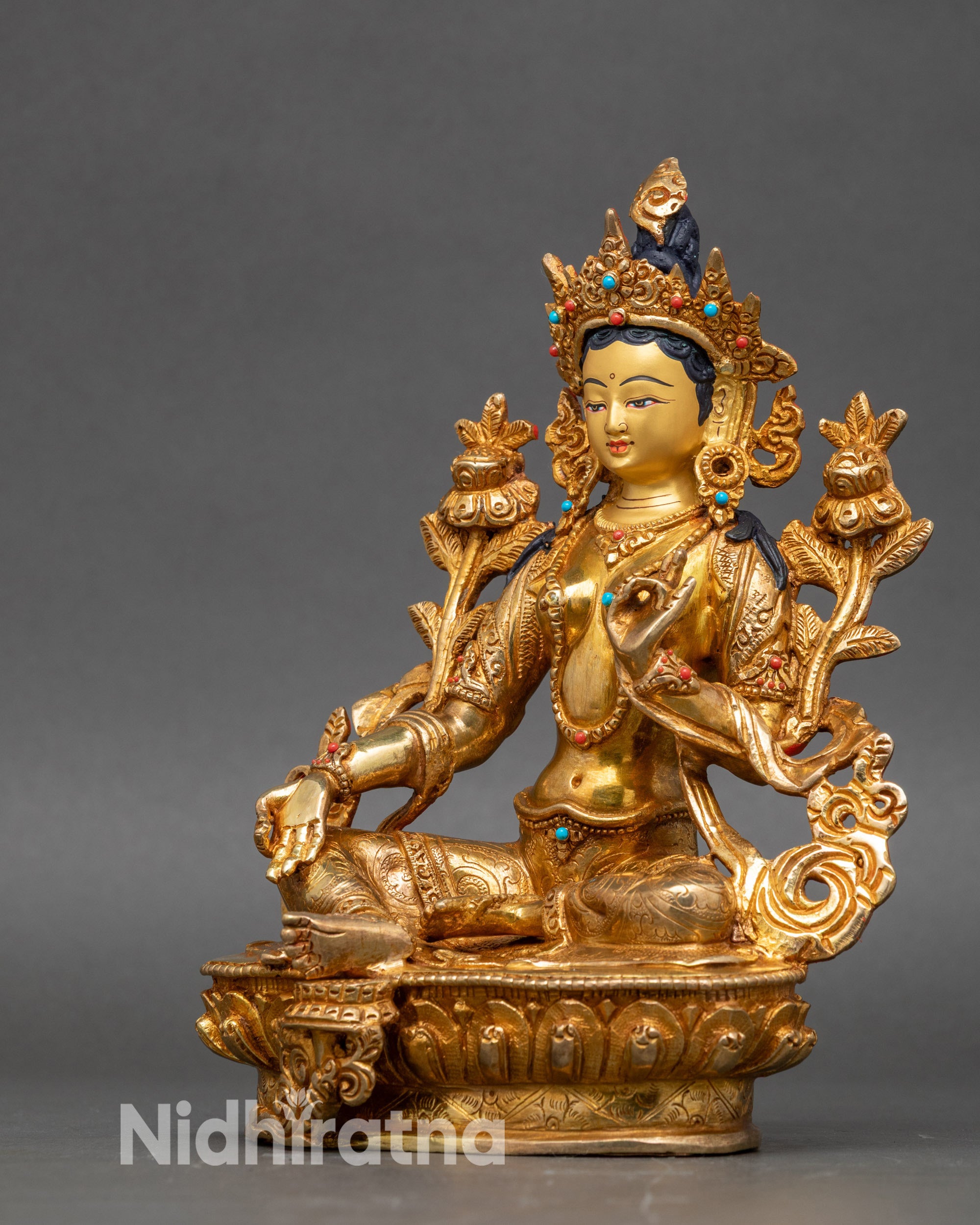 Green Tara Statue – Himalayan Copper Deity for Meditation