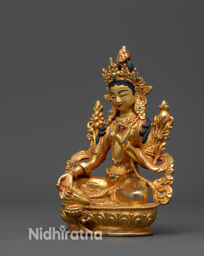 Sacred Green Tara Sculpture | Nepalese Buddhist Statue for Devotion