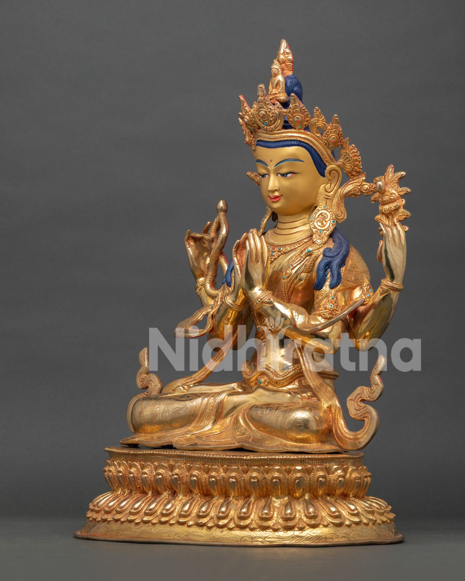 Chenrezig Statue | 24K Gold Gilded Copper Artwork
