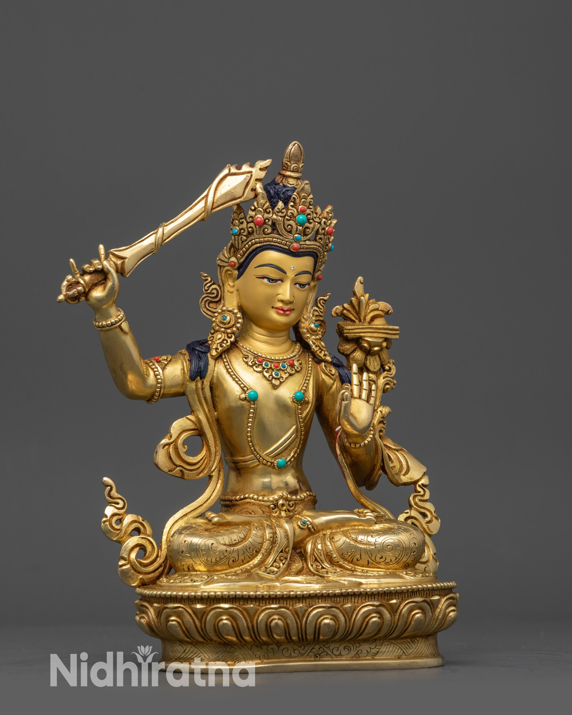 Himalayan Manjushri Statue | Handcrafted Buddhist Wisdom Deity