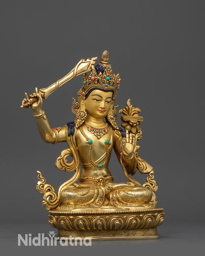 Himalayan Manjushri Statue | Handcrafted Buddhist Wisdom Deity