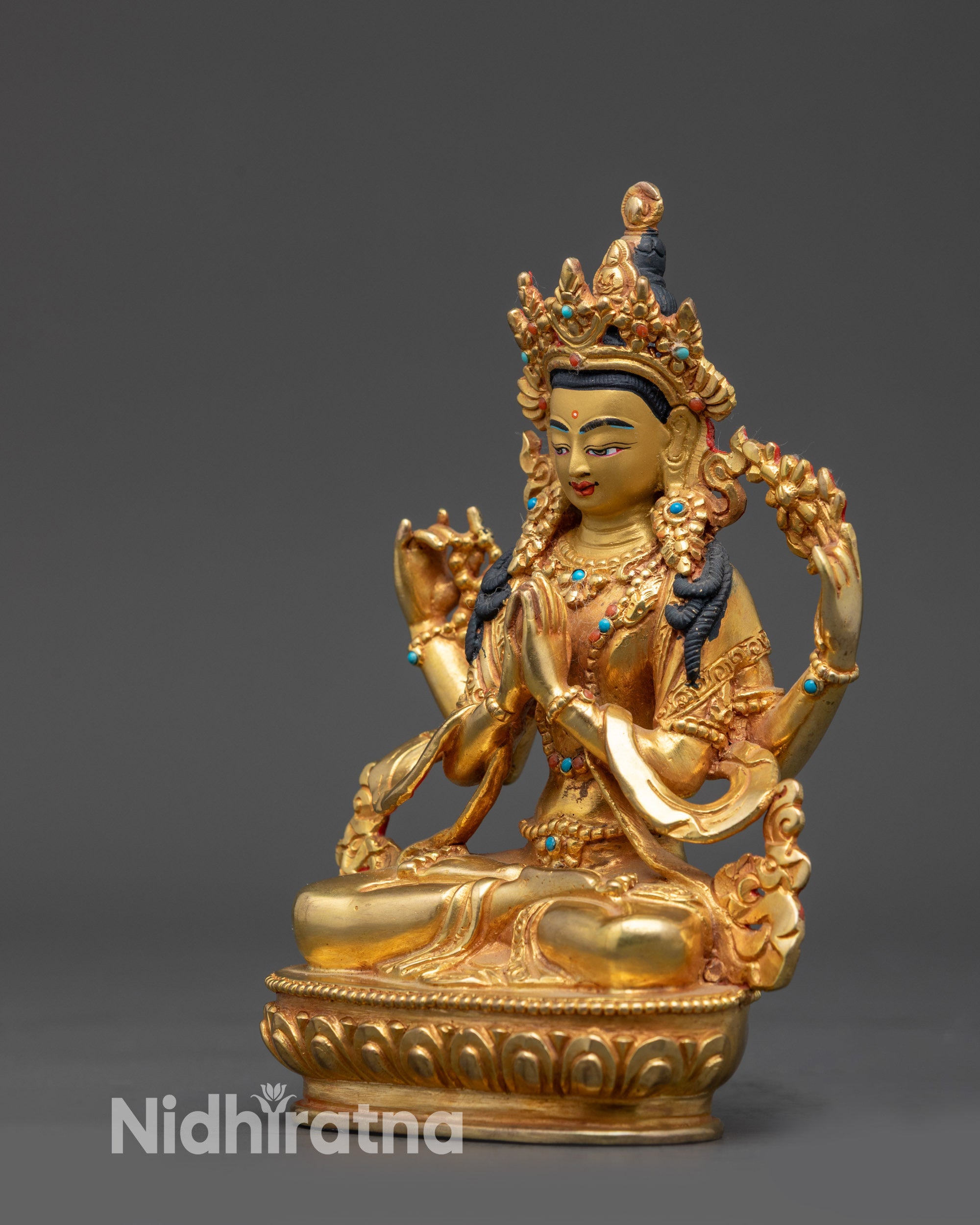 Handcrafted Chenrezig Statue | Tibetan Buddhist Compassion Figurine