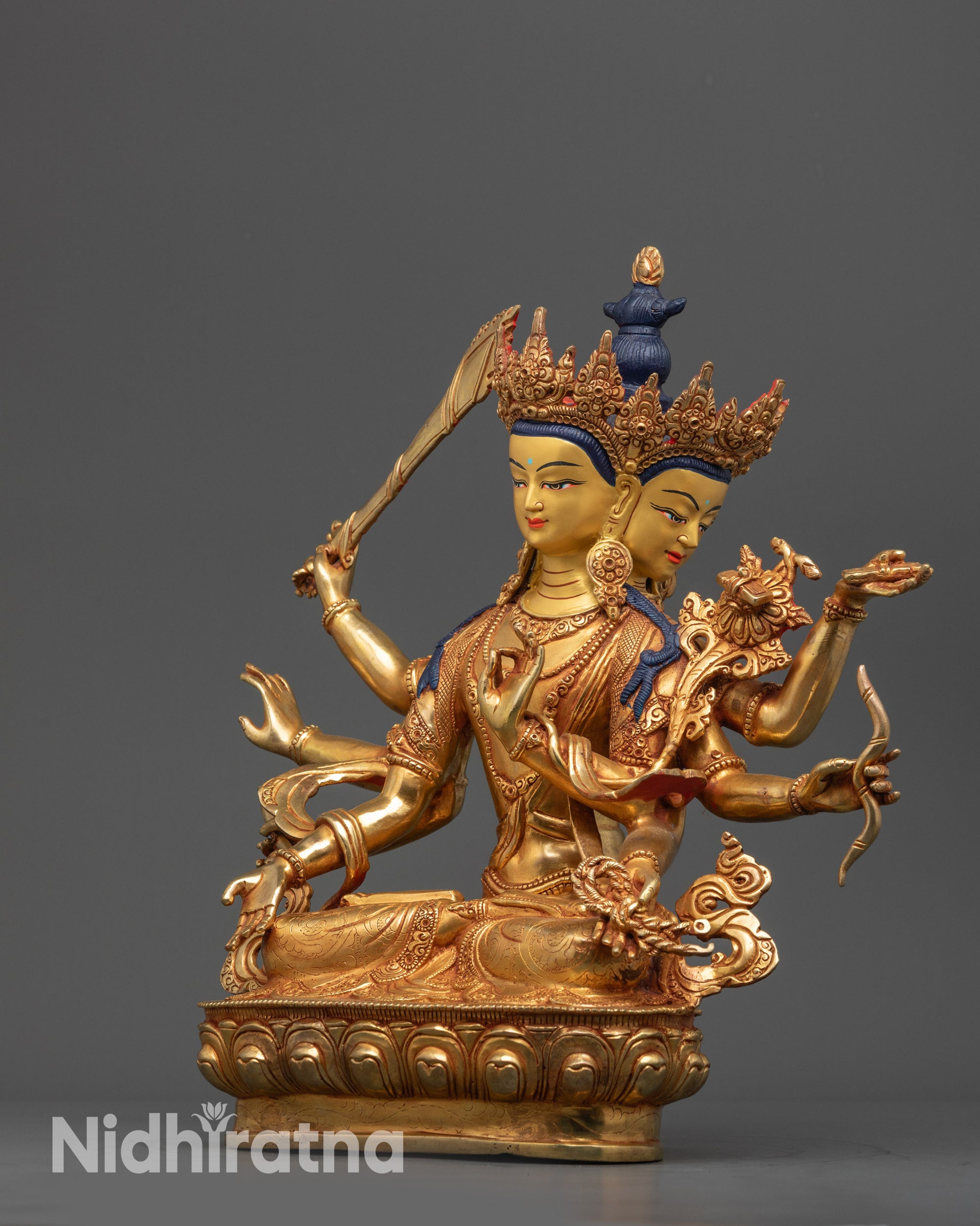 Exquisite Maha Manjushri Statue | Traditional Tibetan Buddhist Artwork