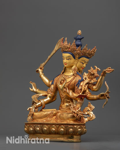 Exquisite Maha Manjushri Statue | Traditional Tibetan Buddhist Artwork