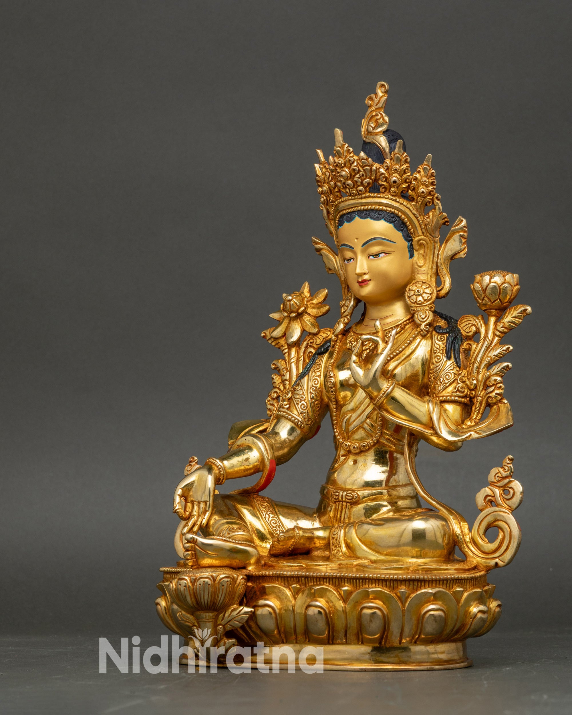 Meditation Green Tara Statue | Handcrafted Patan Nepal Sculpture