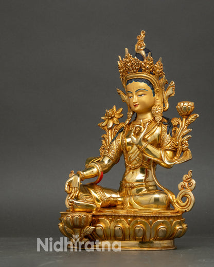 Meditation Green Tara Statue | Handcrafted Patan Nepal Sculpture