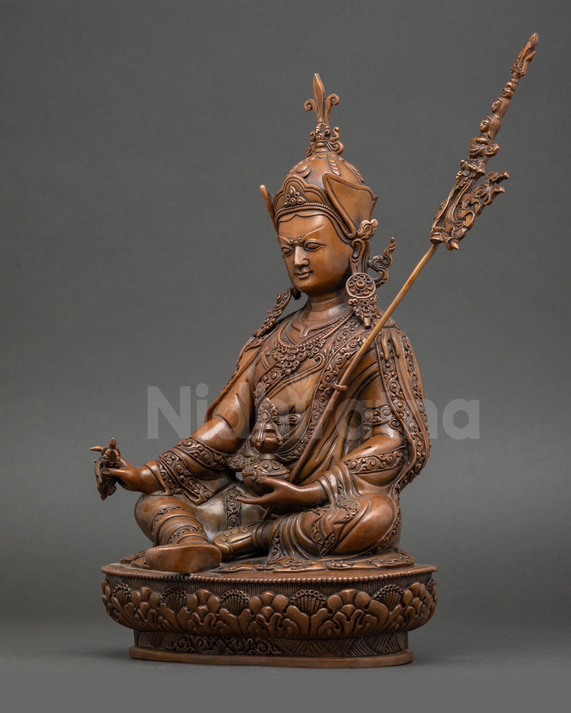 Nepalese Guru Rinpoche Sculpture- Oxidized Vajra Master