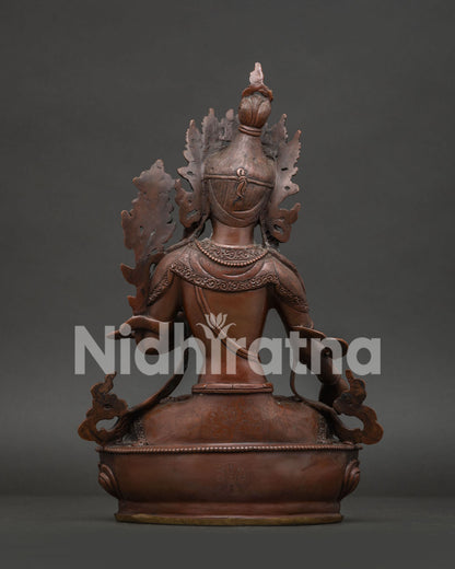Oxidized White Tara Statue | Seven Eyed Female Buddha Sculpture