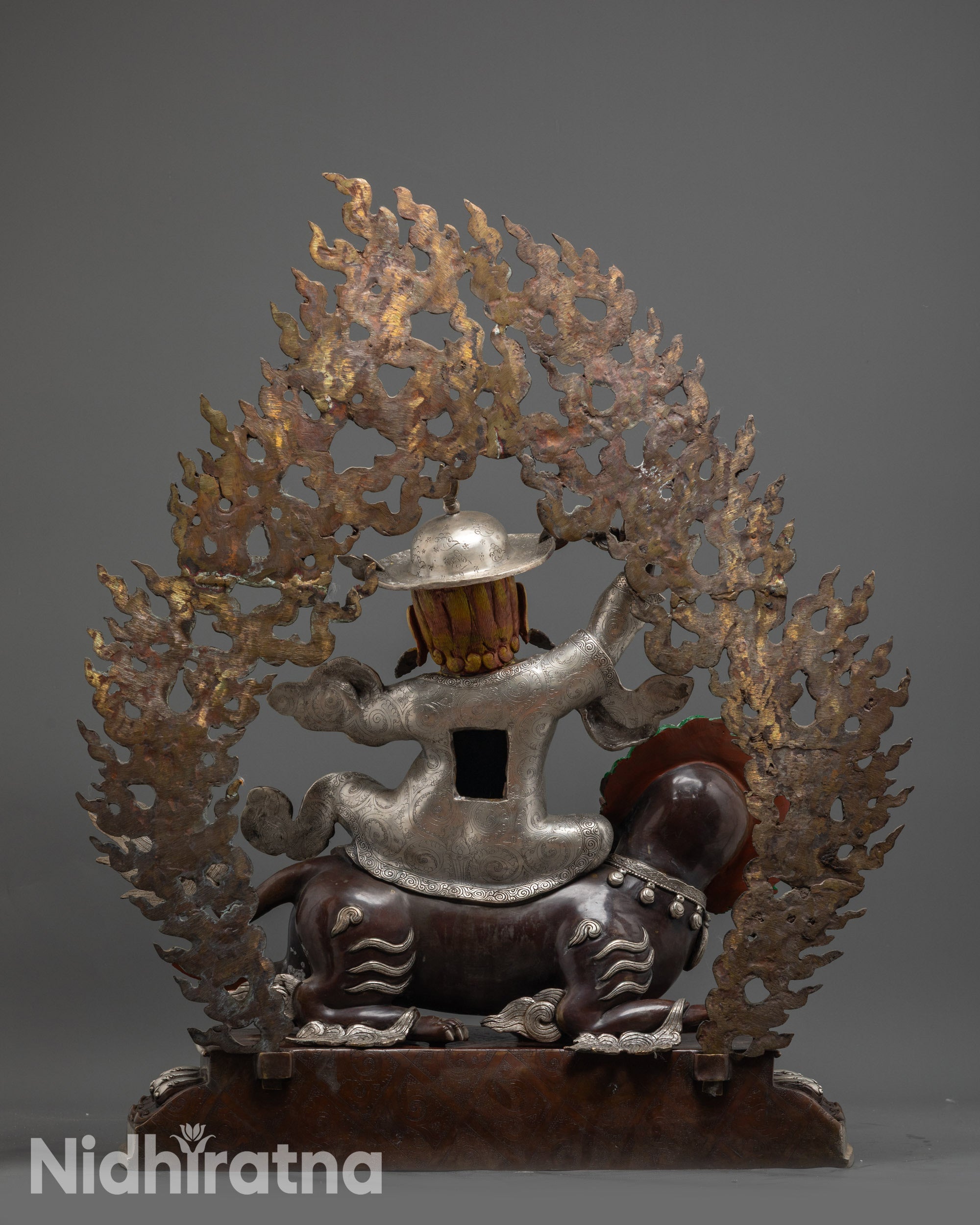 Dorje Legpa Statue 29.7” | Silver Plated Copper