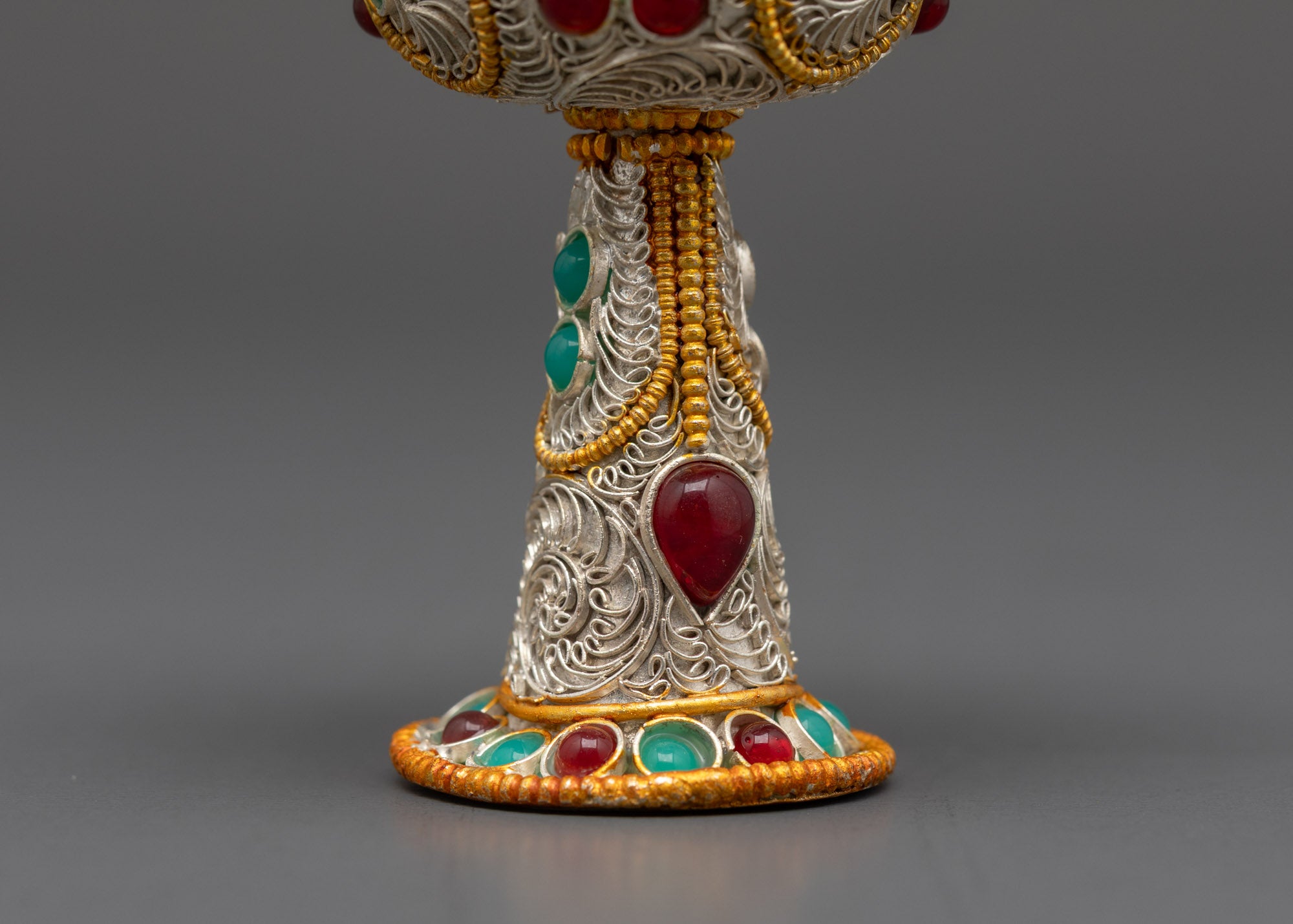 3" Tibetan Serkyem Offering Bowl | Silver-Plated Bowl for Offering