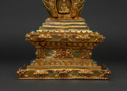 24K Gold-Plated Shakyamuni Buddha Stupa | Made in Nepal