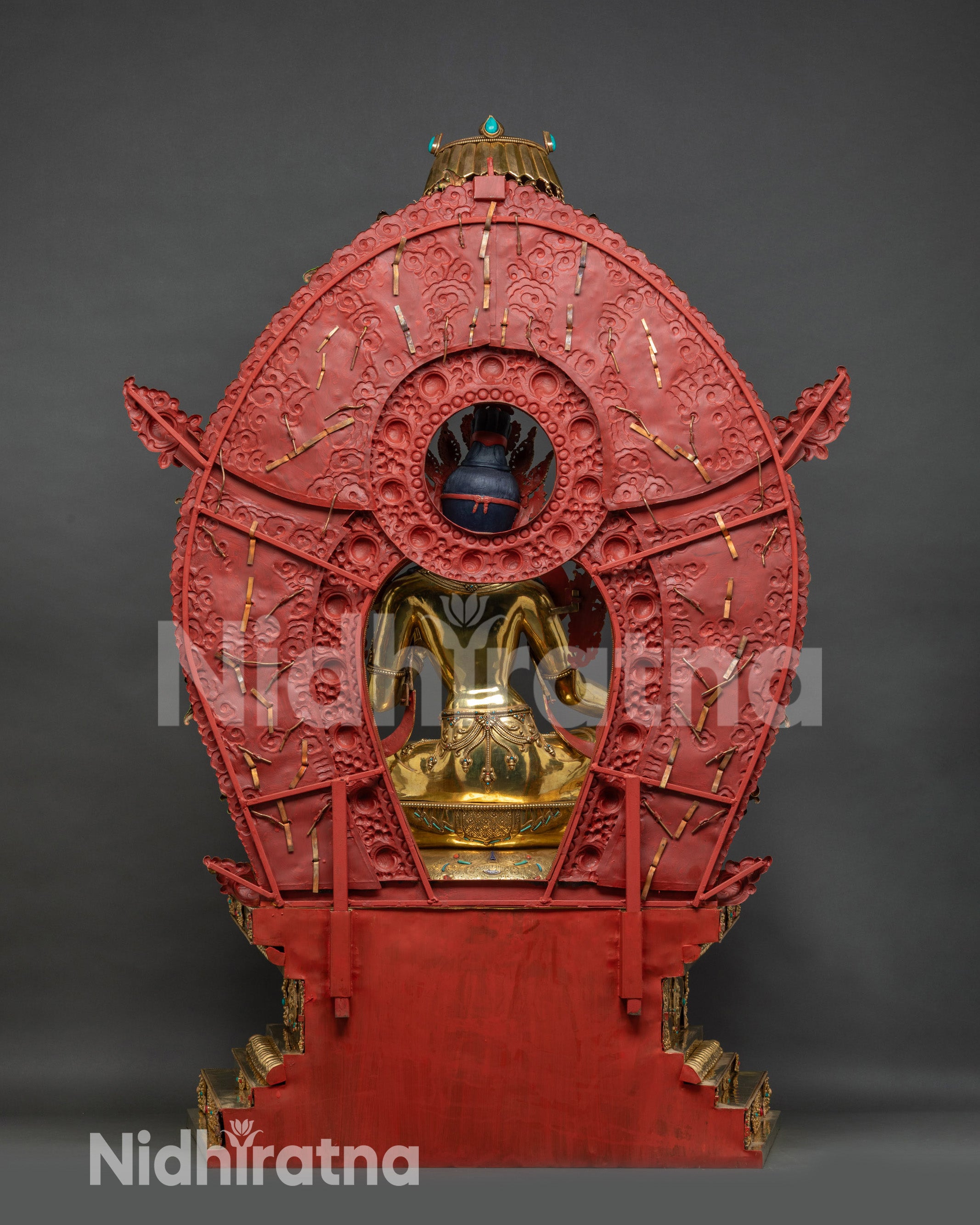 Exclusive Green Tara Statue on Elaborate Throne | Meditation Sculpture