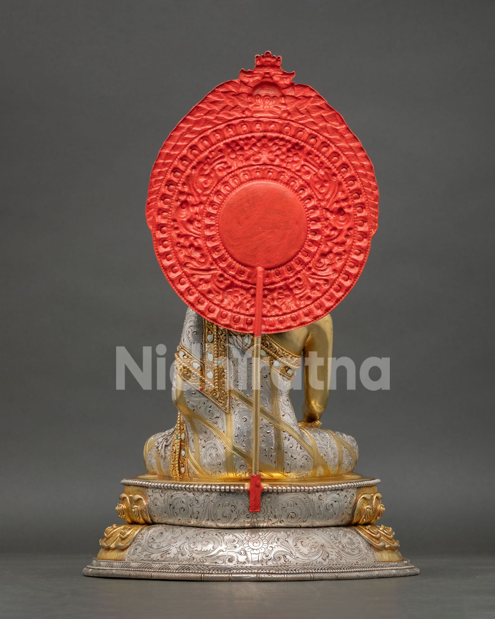 Shakyamuni Buddha Statue with Ornate Halo | Buddhist Art