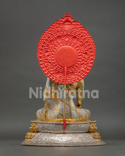 Shakyamuni Buddha Statue with Ornate Halo | Buddhist Art