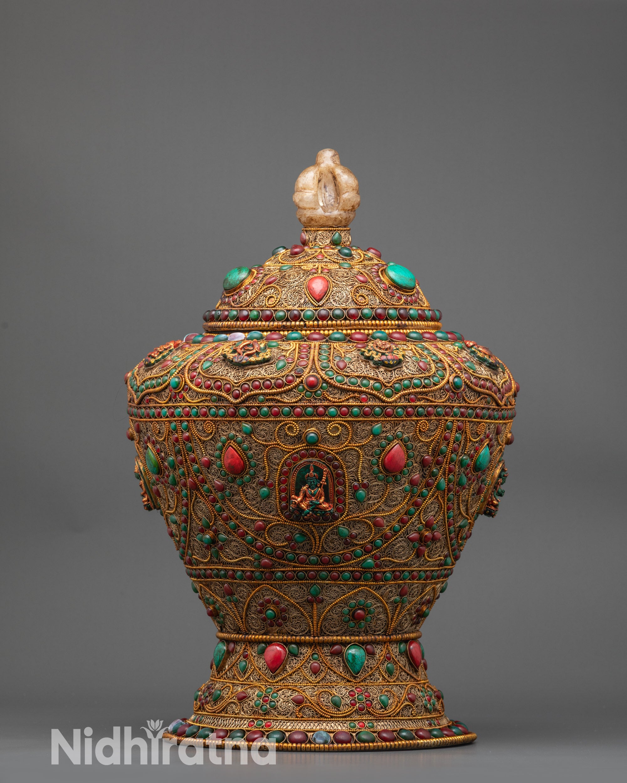 Divine Tibetan Rice Pot | Sacred Vessel for Buddhist Altar Offerings