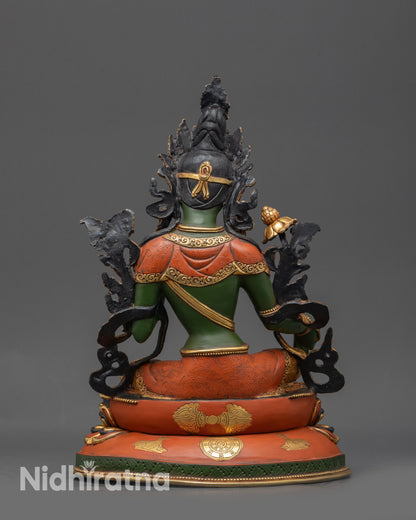 Vibrant Meditative Green Tara Sculpture | Meditation and Spiritual Decor