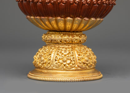 Sacred Neshi Rice Pot | Gold-Plated Copper Rice Offering Vessel