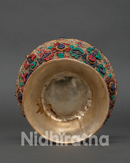 Decorated Buddhist Rice Pot | Handcrafted in Nepal