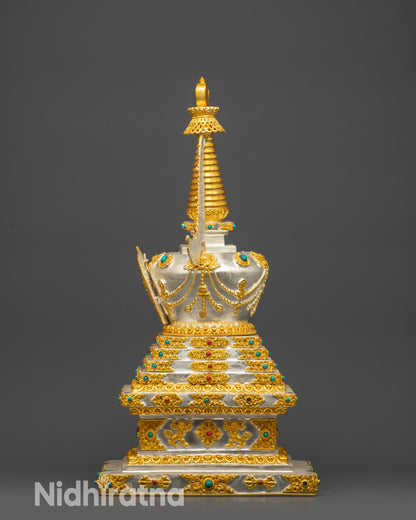 24K Gold-Plated Stupa | Sacred Buddhist Chorten Handmade in Nepal