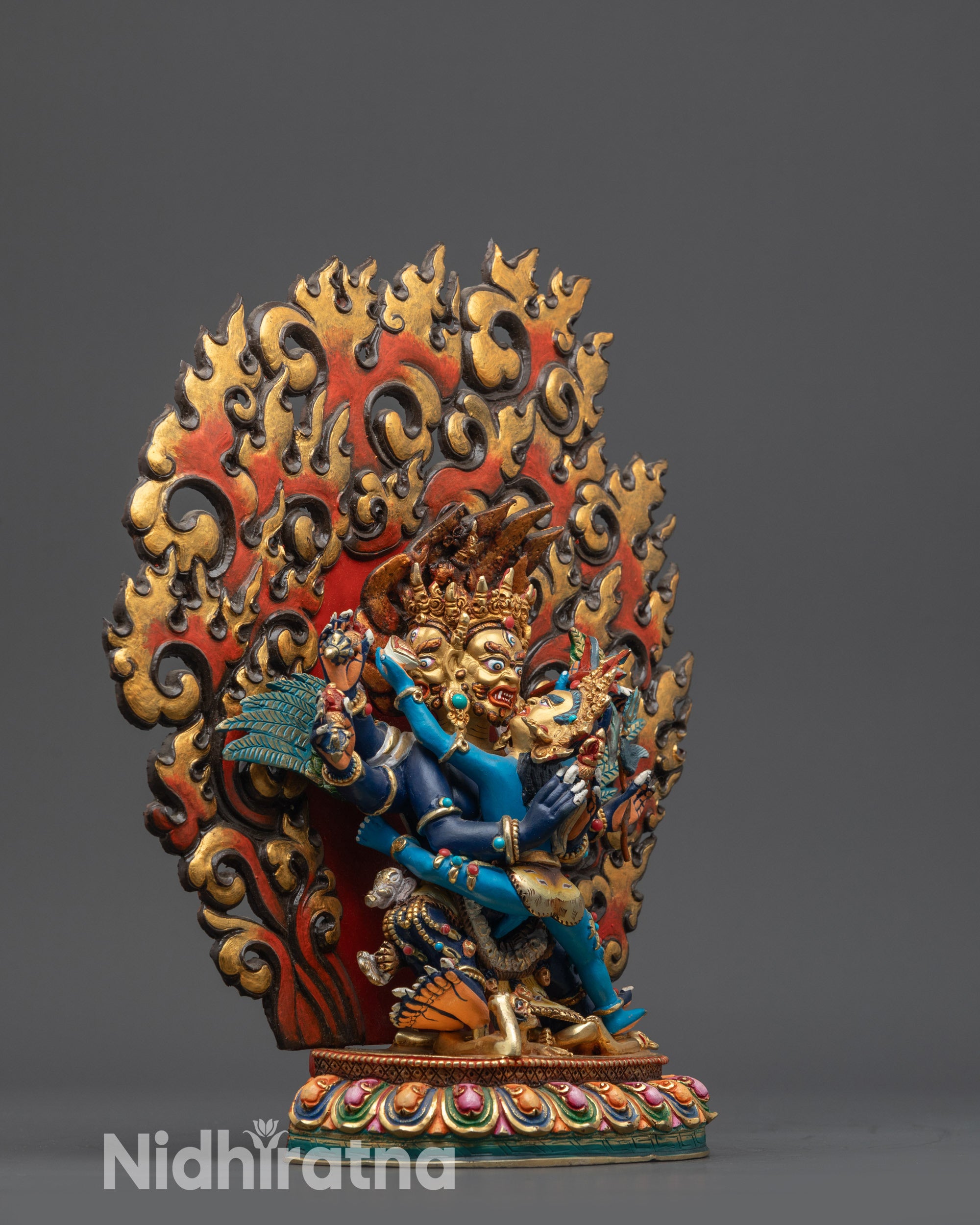 Hand-Carved Buddhist Vajrakilaya Statue | Tibetan Dorje Phurba