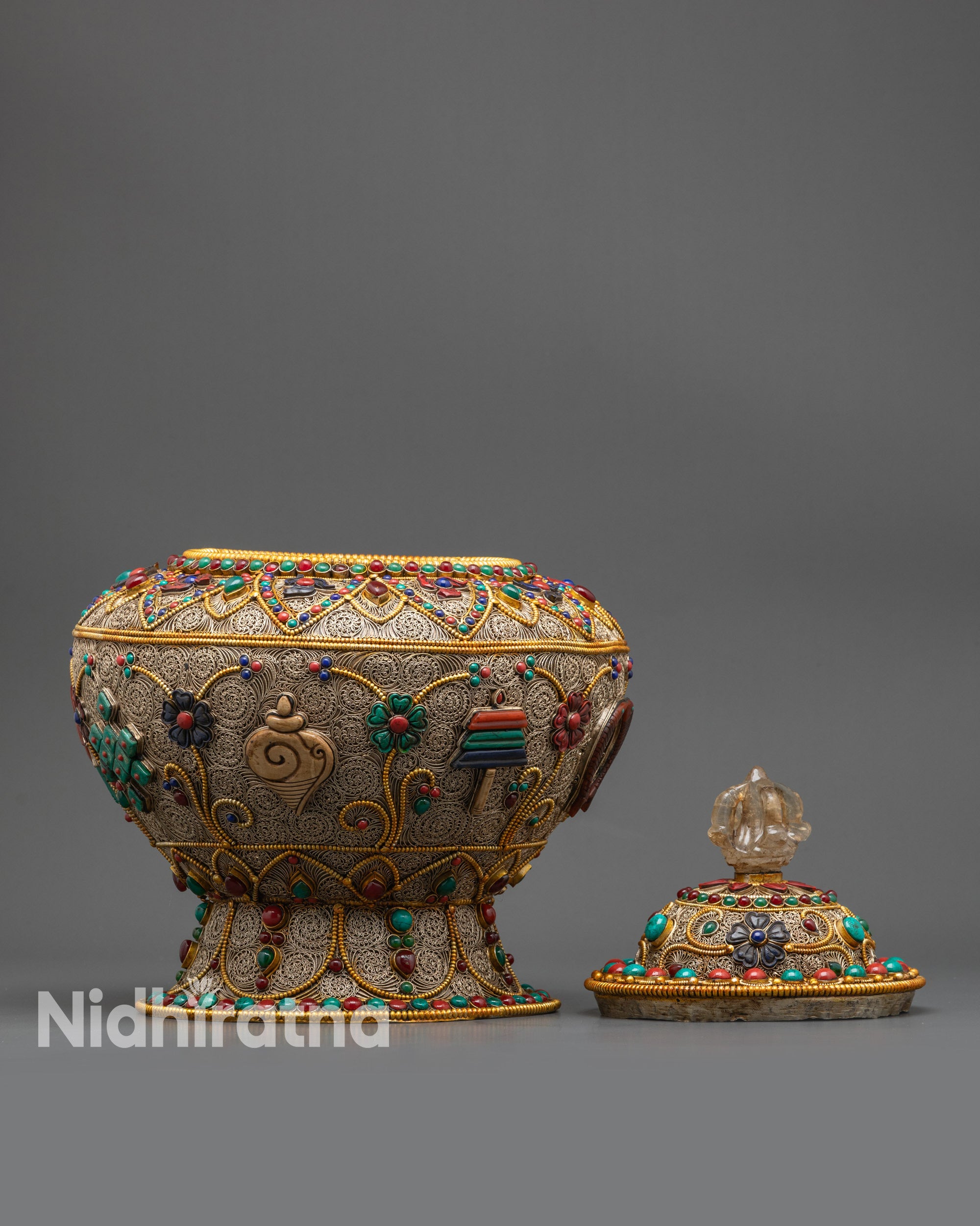 Symbolic Auspicious Rice Pot | Traditional Nepalese Buddhist Pot