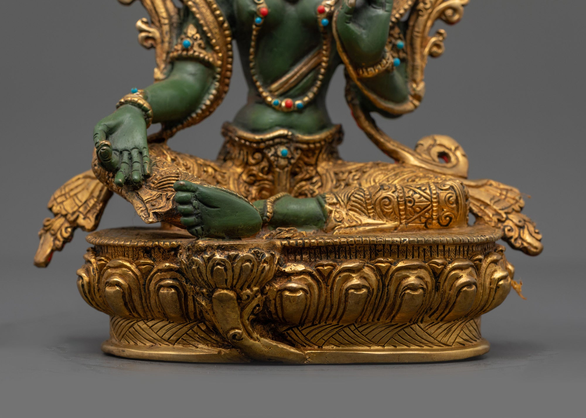 Hand-painted Green Tara Statue | Jetsun Dolma Goddess of Compassion